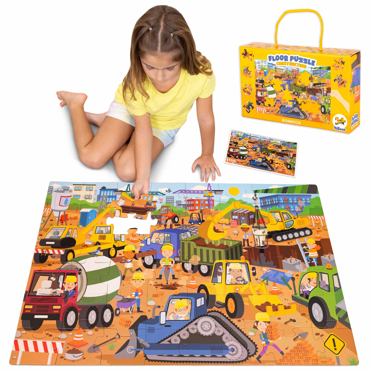 BONNYCO Giant Floor Puzzle construction site crane: boosts imaginative play and fine motor skills.