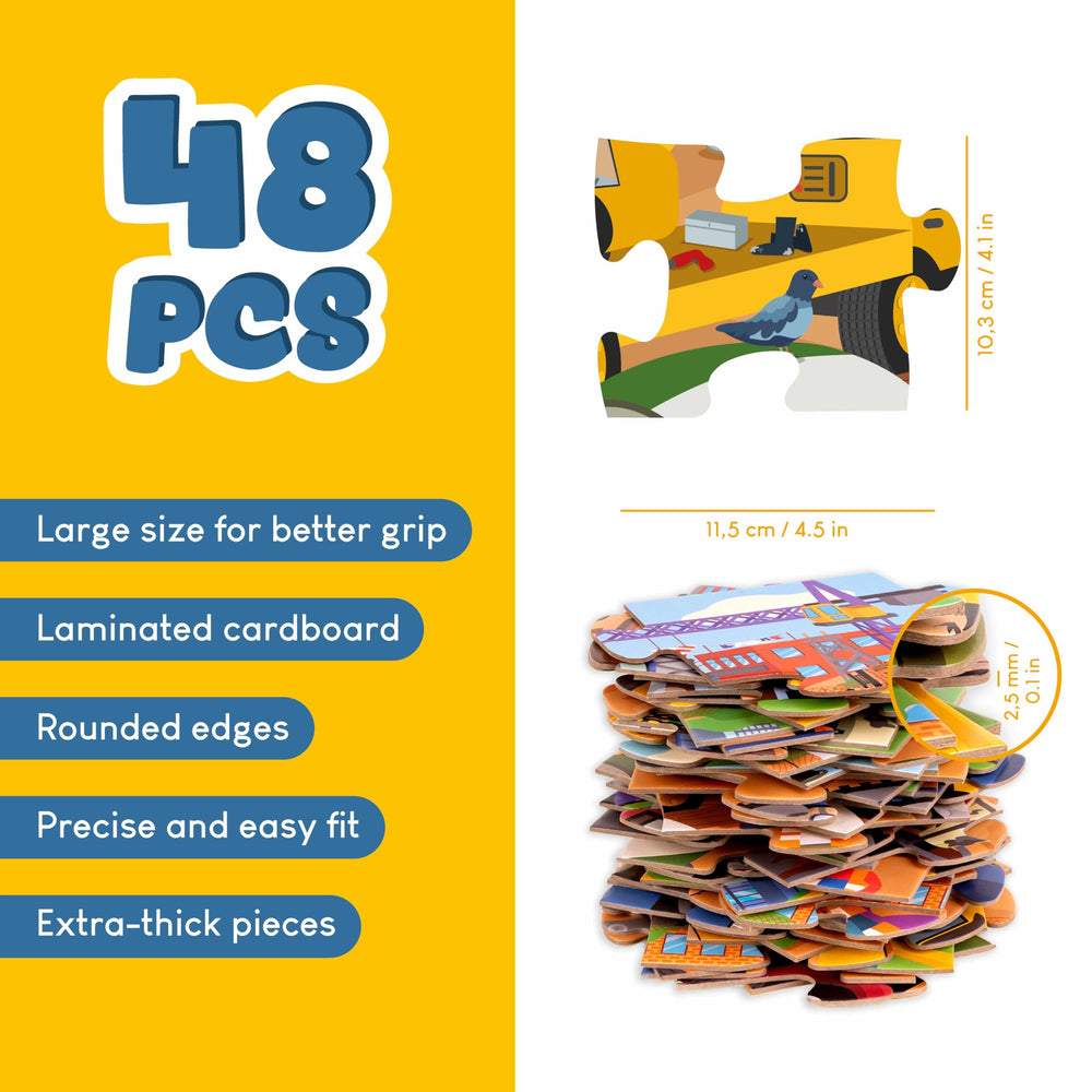 BONNYCO Giant Floor Puzzle construction site dump truck: large pieces support easy handling for kids.