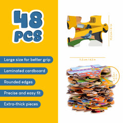 BONNYCO Giant Floor Puzzle construction site dump truck: large pieces support easy handling for kids.