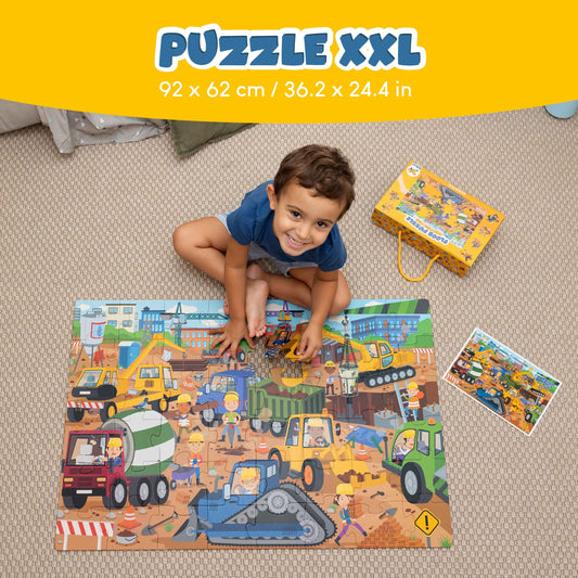 BONNYCO Giant Floor Puzzle construction site excavator: enhances problem-solving through hands-on assembly.