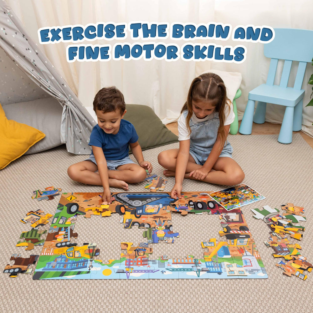 BONNYCO Giant Floor Puzzle laminated cardboard pieces: sturdy build for durable family fun.