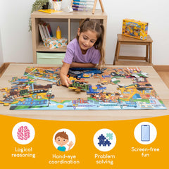 BONNYCO Giant Floor Puzzle visual guide included: helps kids complete the scene independently.