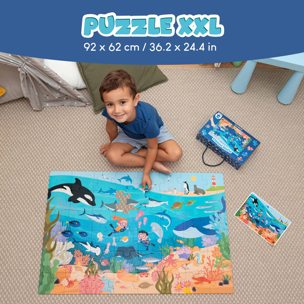 BONNYCO giant floor puzzle whale helps kids develop spatial awareness through big, engaging pieces