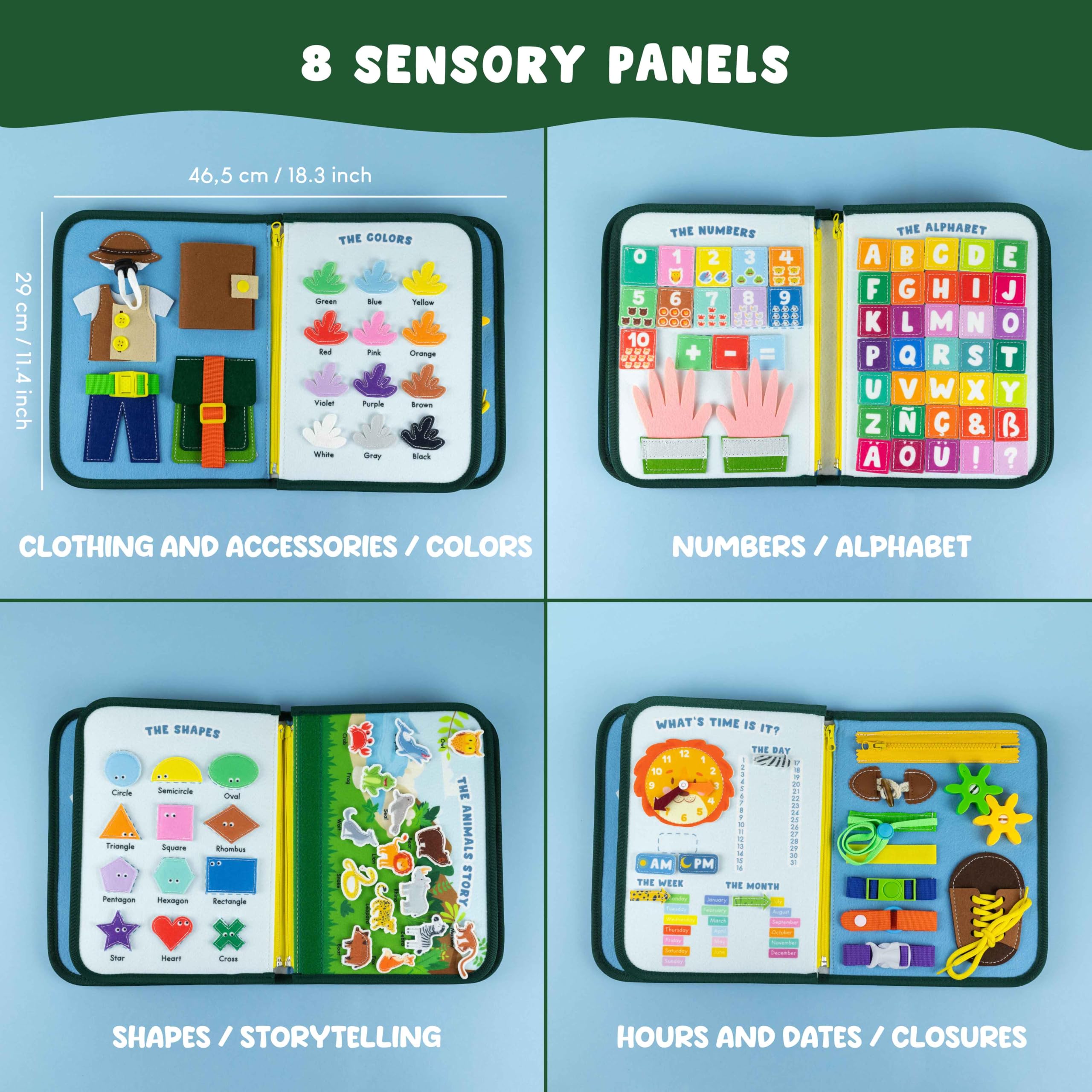 BONNYCO Montessori Busy Book: removable layers encourage independent exploration and hands-on learning.