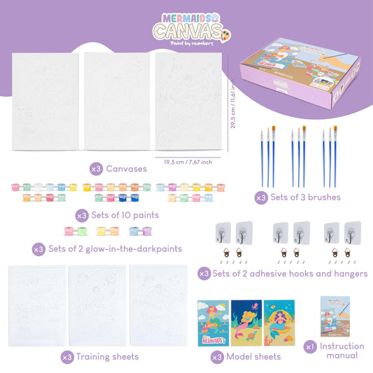 BONNYCO Mermaid canvas 2 ready for budding artists to paint and hang