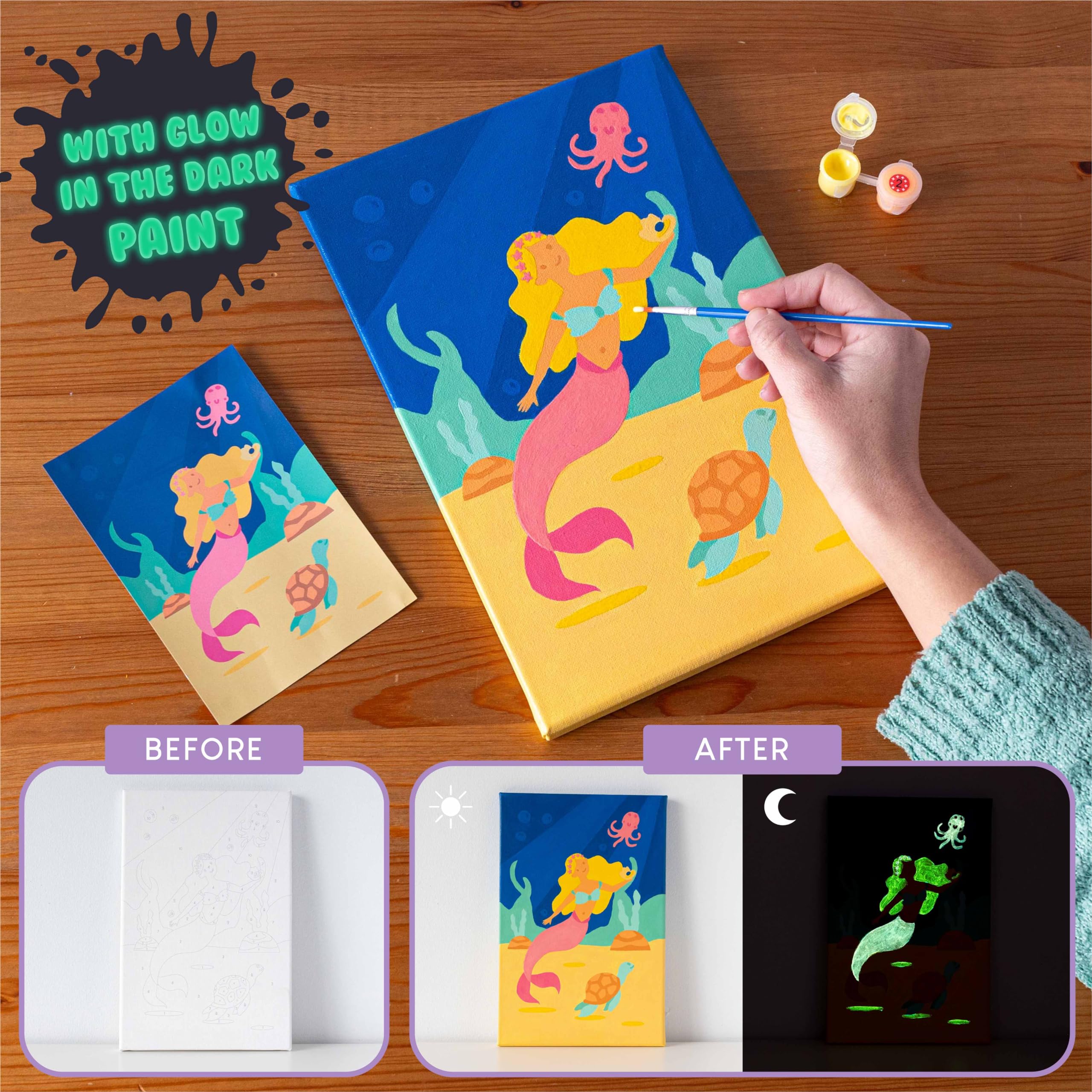 BONNYCO Mermaid canvas 4 pack designed for sharing among siblings