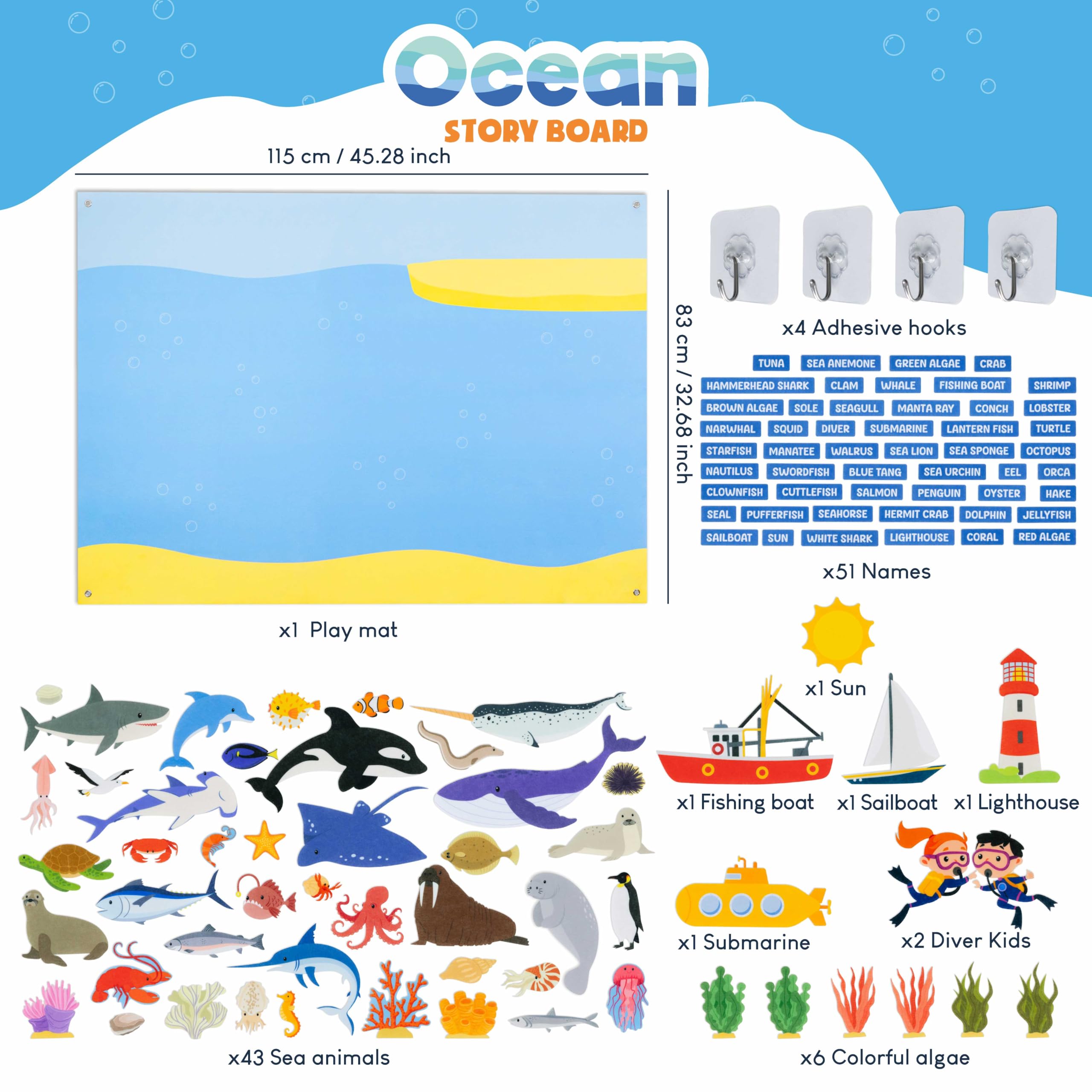 BONNYCO sea animals figures set for hands-on ocean exploration and language practice.