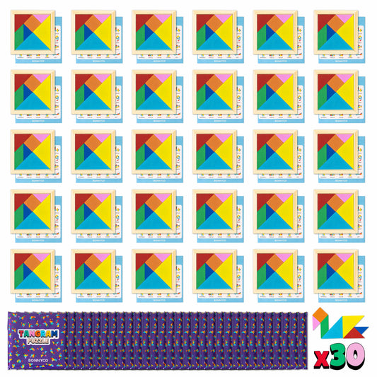 BONNYCO Tangram puzzle pack 30 kid favors for birthdays and party fun