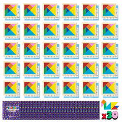 BONNYCO Tangram puzzle pack 30 kid favors for birthdays and party fun
