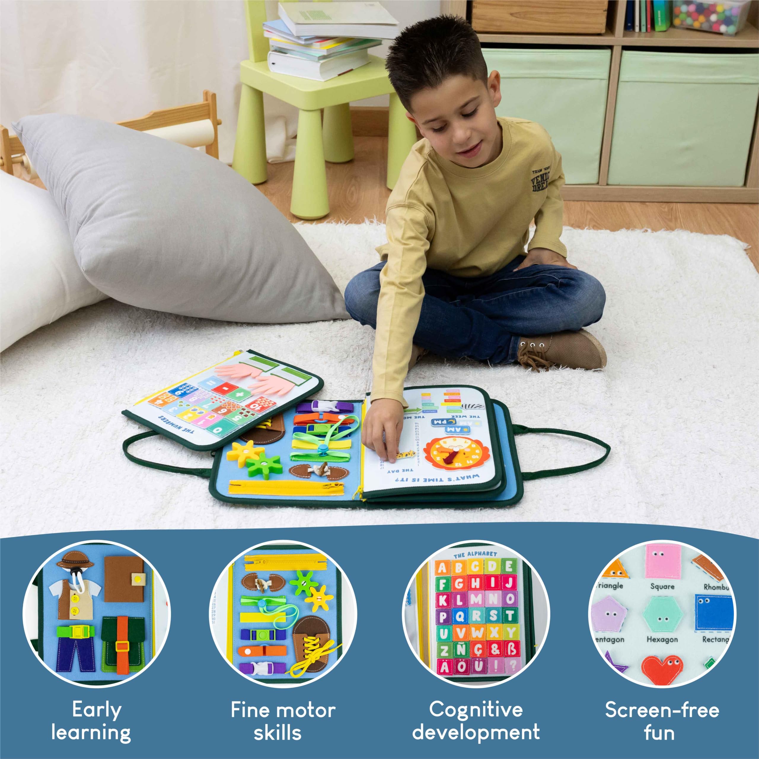 BONNYCO Travel Busy Board: compact design keeps toddlers engaged on planes and car rides.