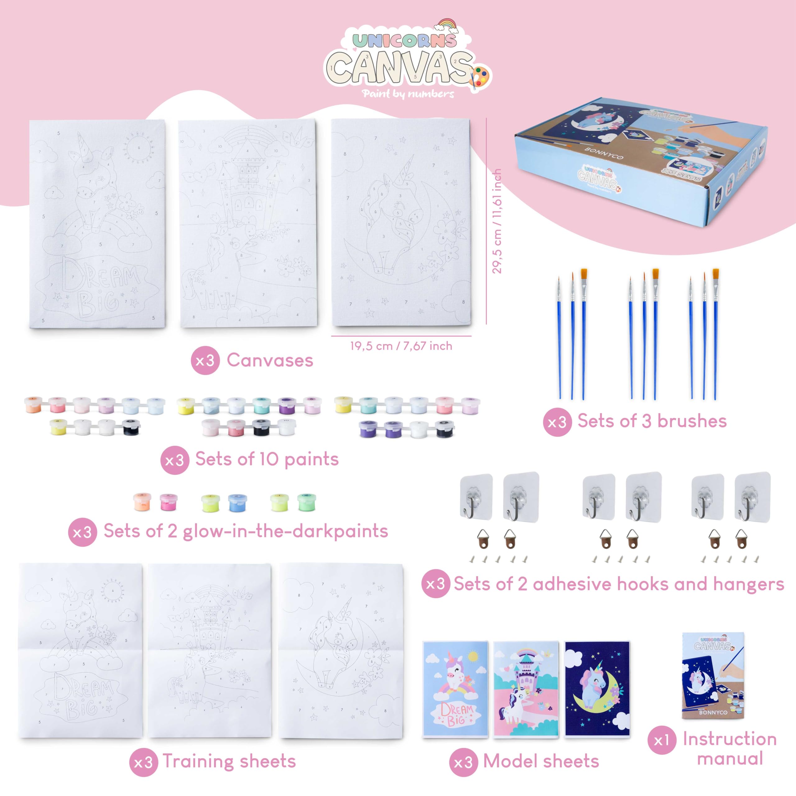 BONNYCO paints and palette set for vibrant unicorn art