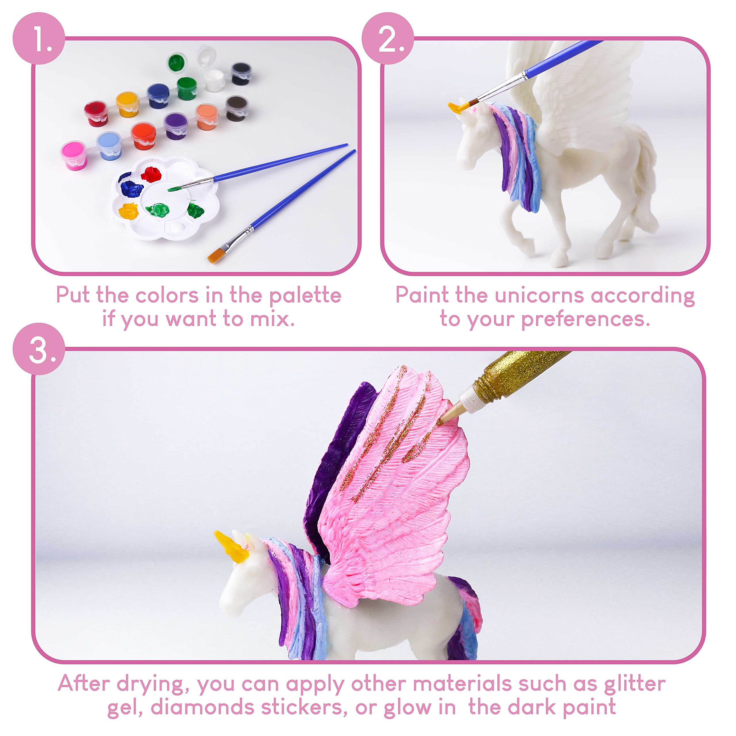 BONNYCO unicorn painting kit with small unicorns for fine details
