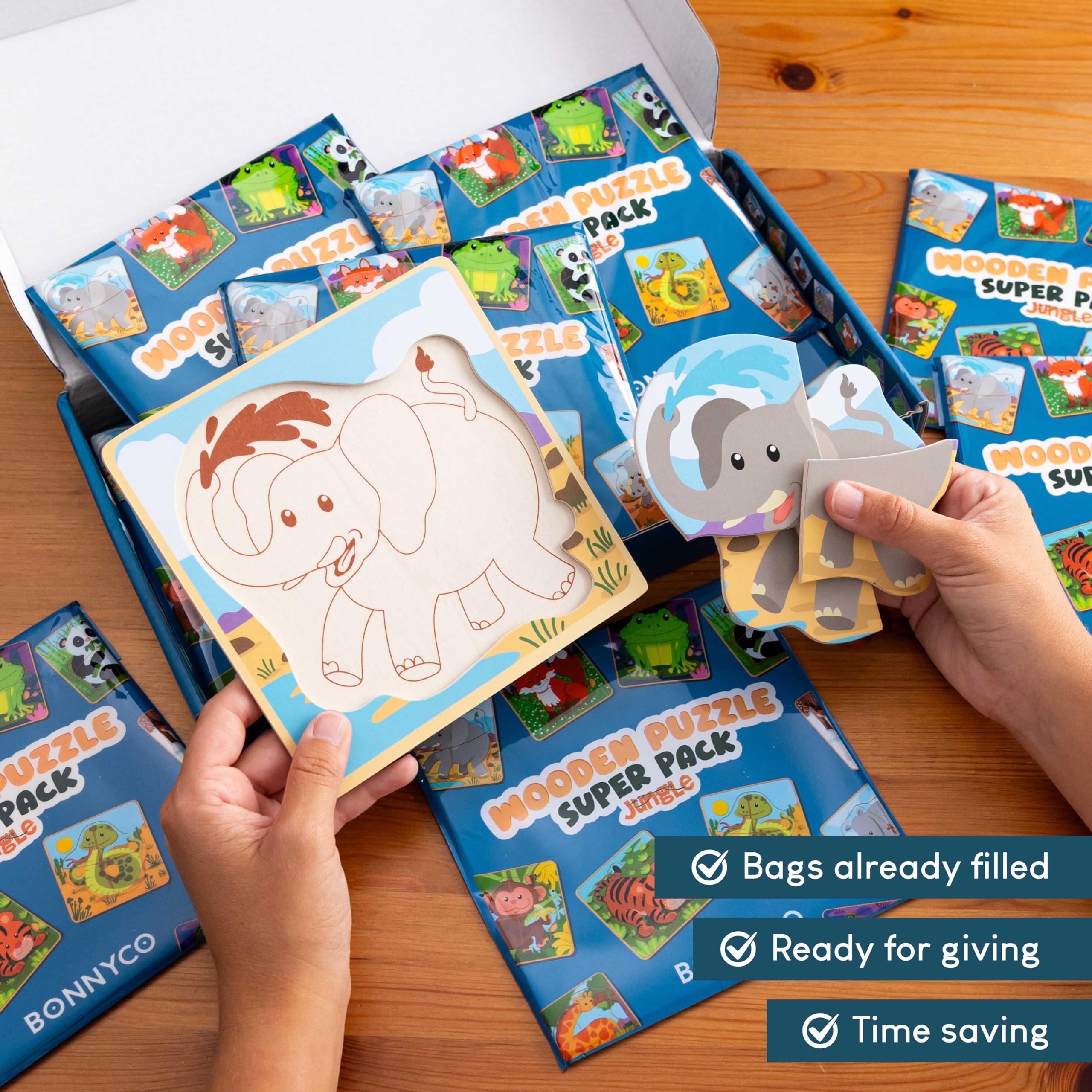 BONNYCO wooden puzzle fox design enhances concentration and fine motor skills.