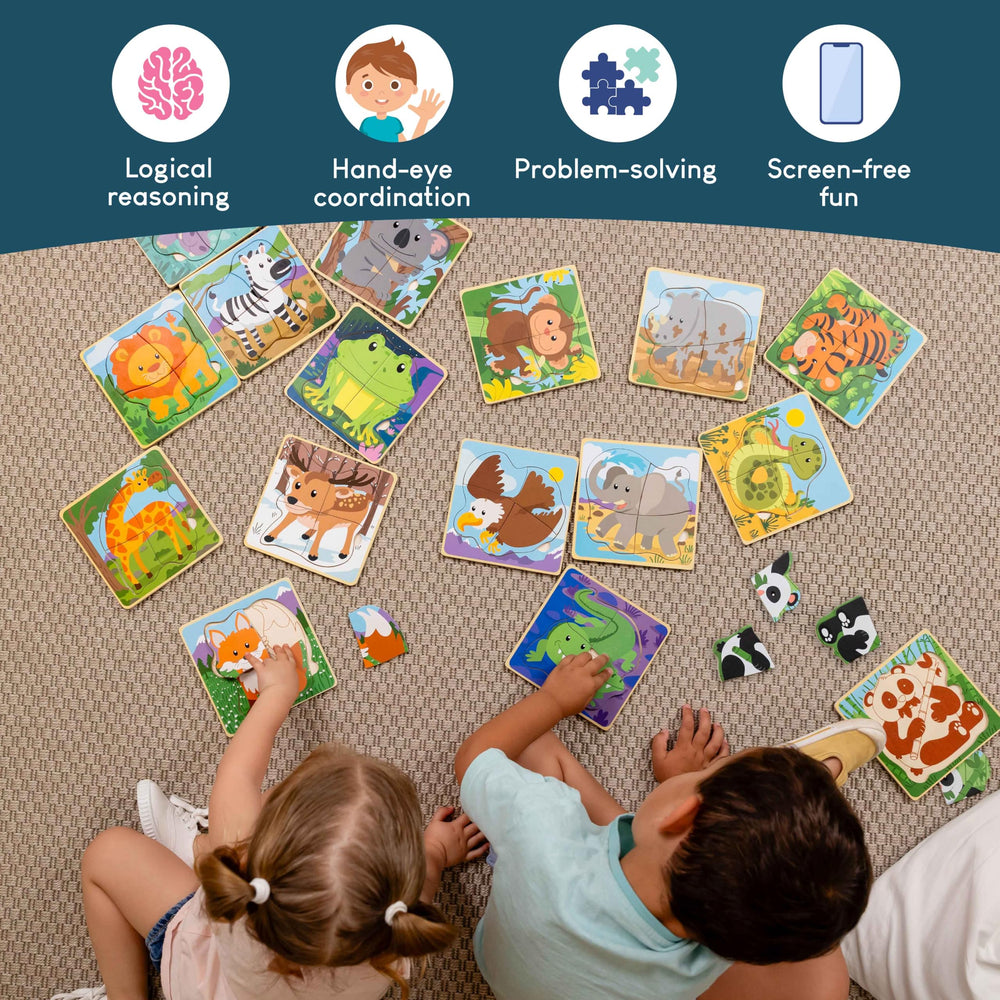 BONNYCO wooden puzzle giraffe design helps little hands with precise grip.