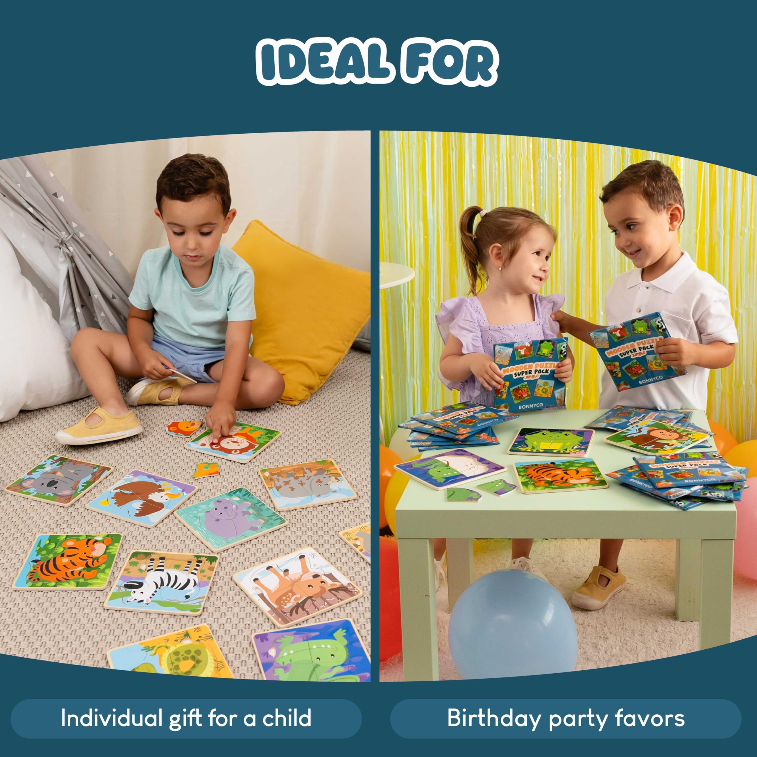 BONNYCO wooden puzzle monkey design inspires imaginative play and dexterity.