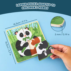 BONNYCO wooden puzzle panda design encourages pattern recognition and matching.