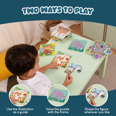 BONNYCO wooden puzzle snake design offers color and shape matching practice.