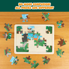 Bonnyco wooden puzzle Asian and Oceanian fauna, unique cuts encourage problem-solving and spatial awareness