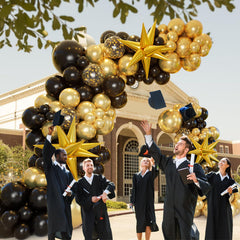 Bonropin black gold 18in balloons add luxe color to party décor.