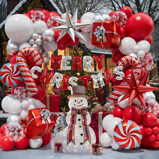 Bonropin Christmas balloon garland arch for festive parties and photo-worthy backdrops.