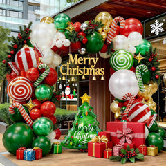 Bonropin red-green-pearl-white-gold balloons enhance festive decor