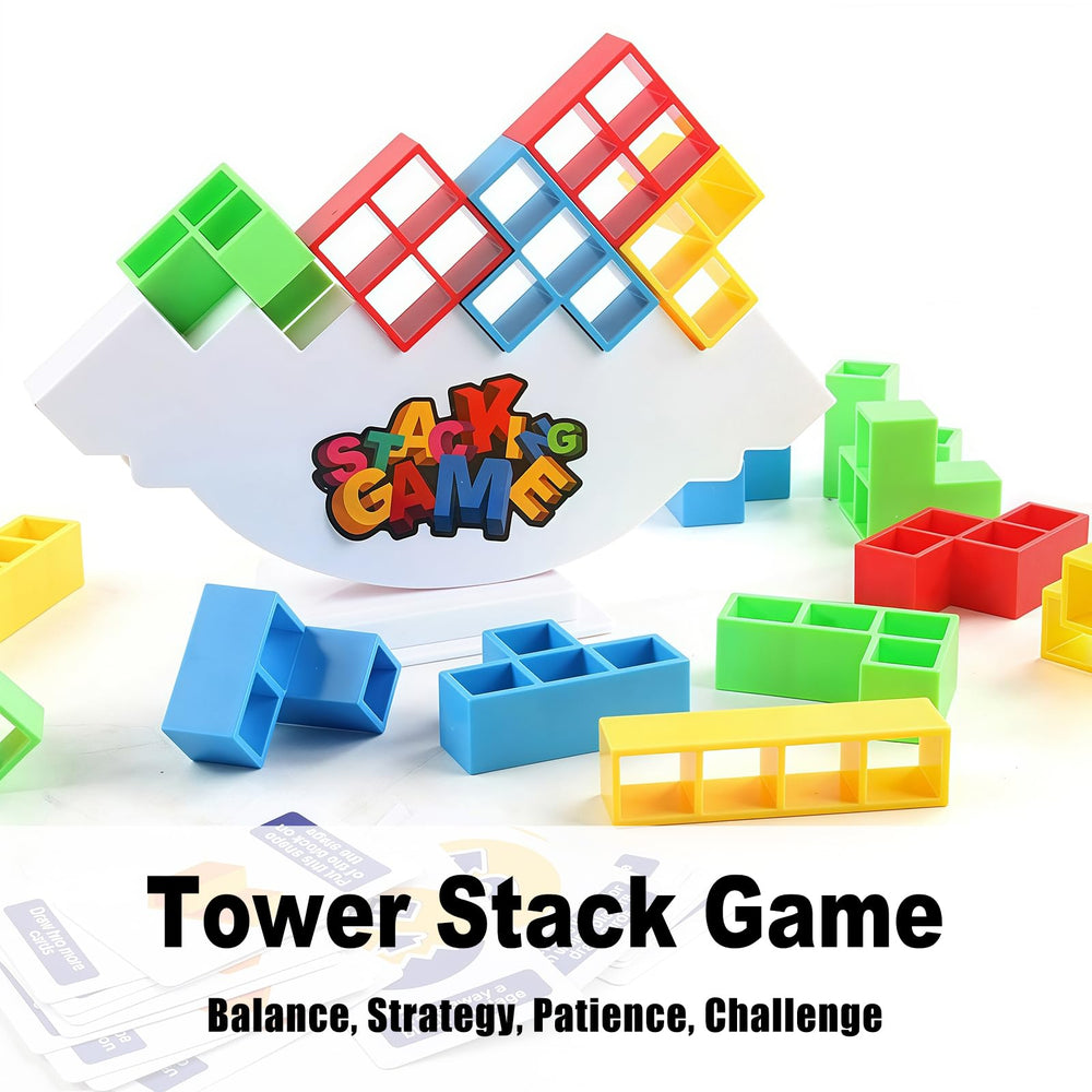 Two players stacking blocks in Boobysuu Balance Block Game