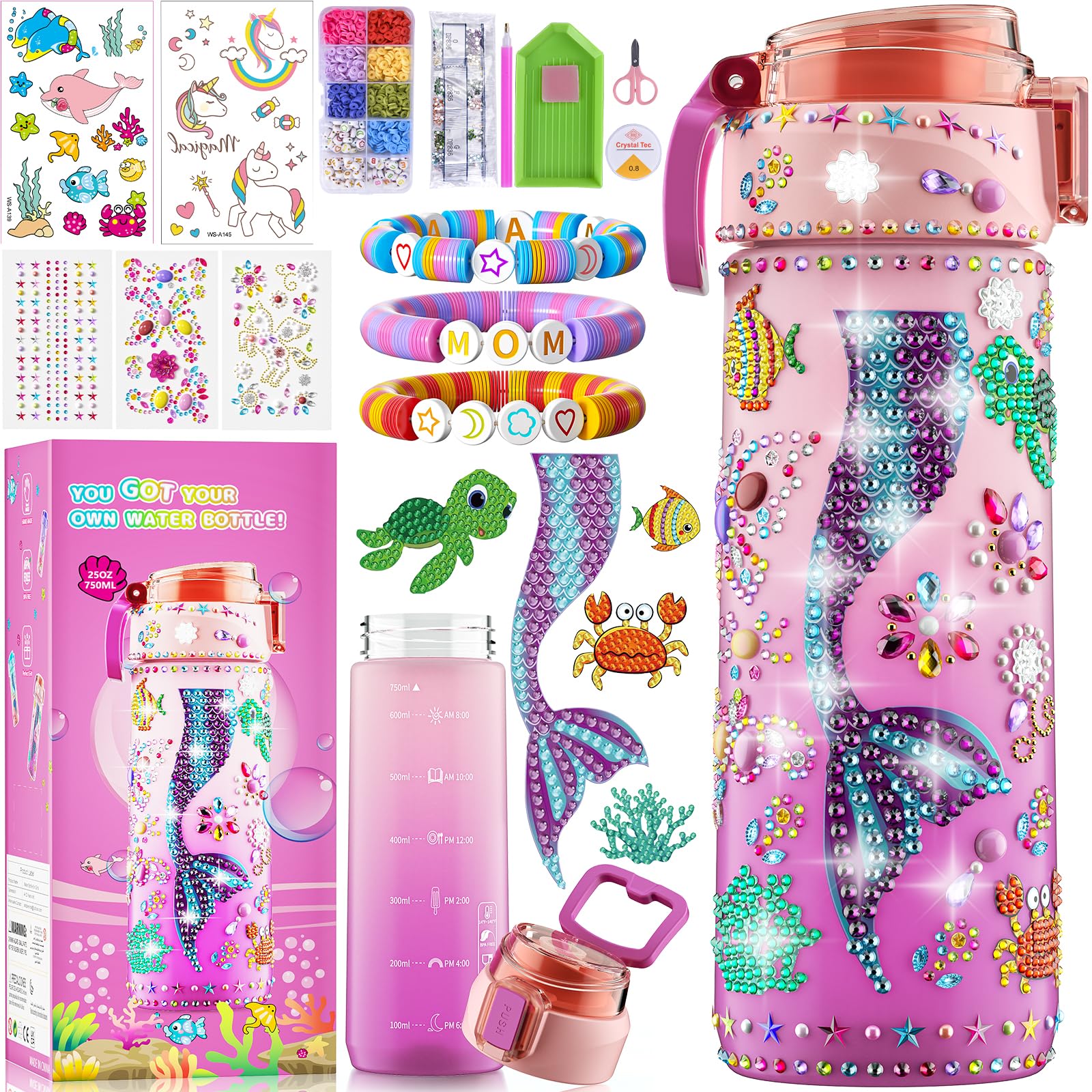 BOOH Mermaid water bottle paint kit for creative play and hydration
