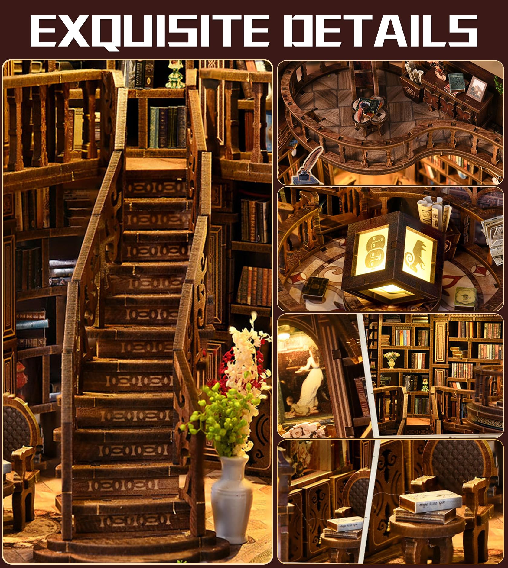 BookTop Dreamy Book Hall kit detailed parts arrangement during build