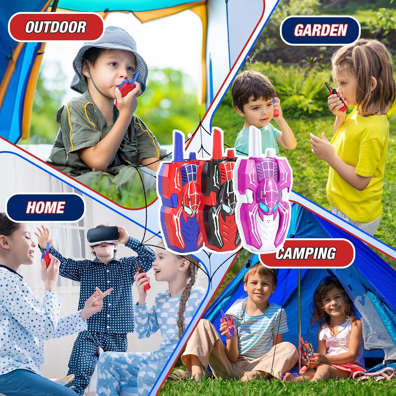 BoomCaCa walkie talkies offer up to 1000 feet range for wide play areas.