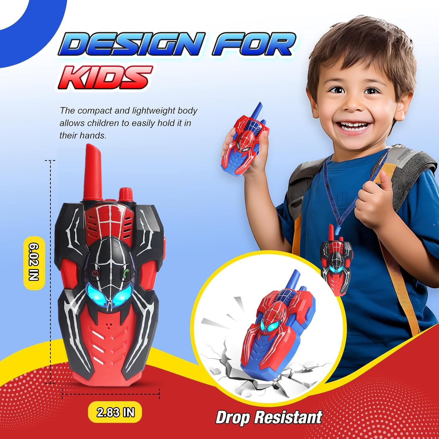 Push-to-talk function on BoomCaCa kid walkie talkies