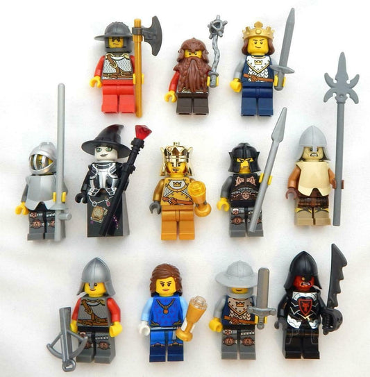 Booster Bricks random castle minifigures pack offers four figures for creative play and party use