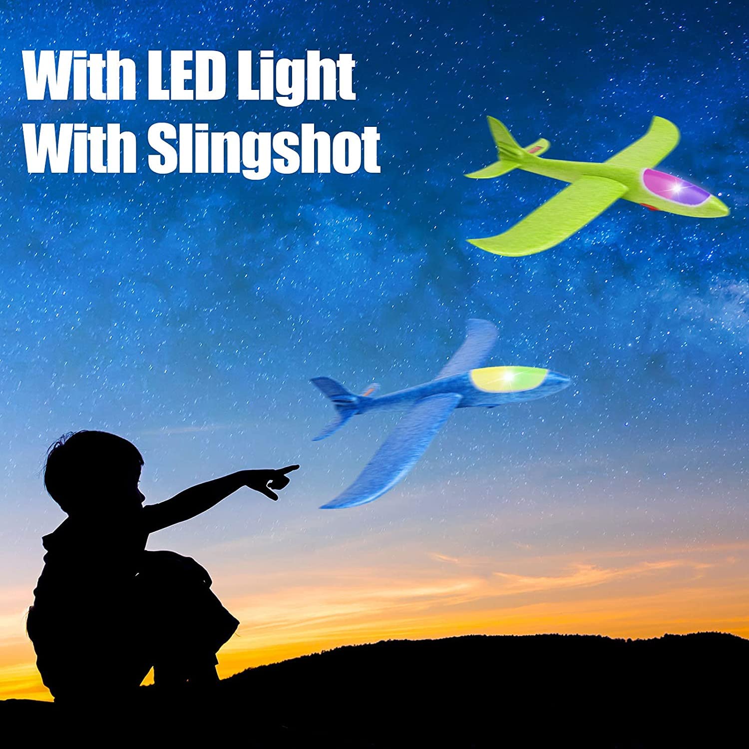 Bootaa kids enjoy outdoor play with LED foam planes.