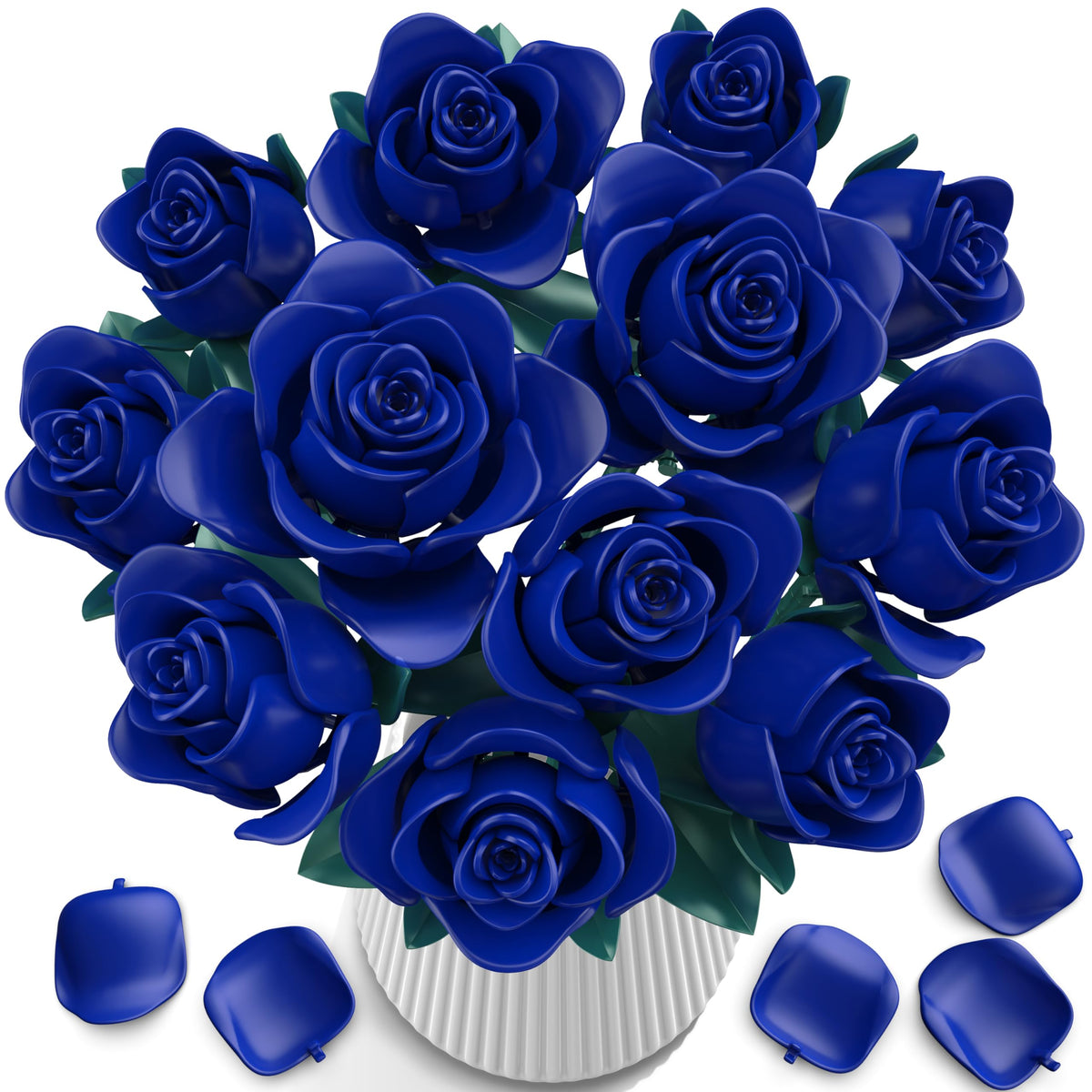 Booyuer blue rose bouquet 634pcs assembled as an elegant centerpiece.