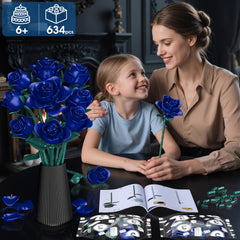 Booyuer blue rose-bricks close-up highlighting smooth ABS plastic and snug fit.