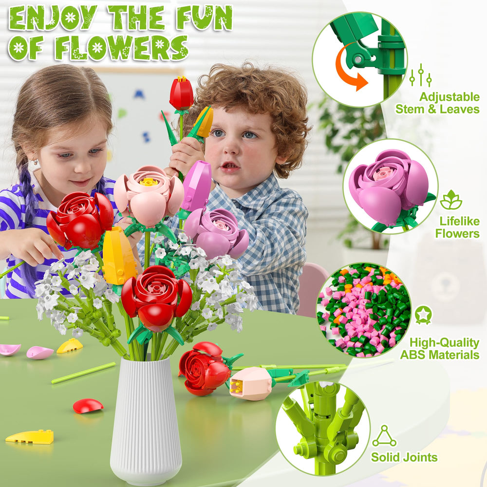 Booyuer Flower Bouquet Building Set blocks in action for creative building