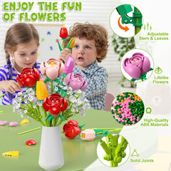Booyuer Flower Bouquet Building Set blocks in action for creative building