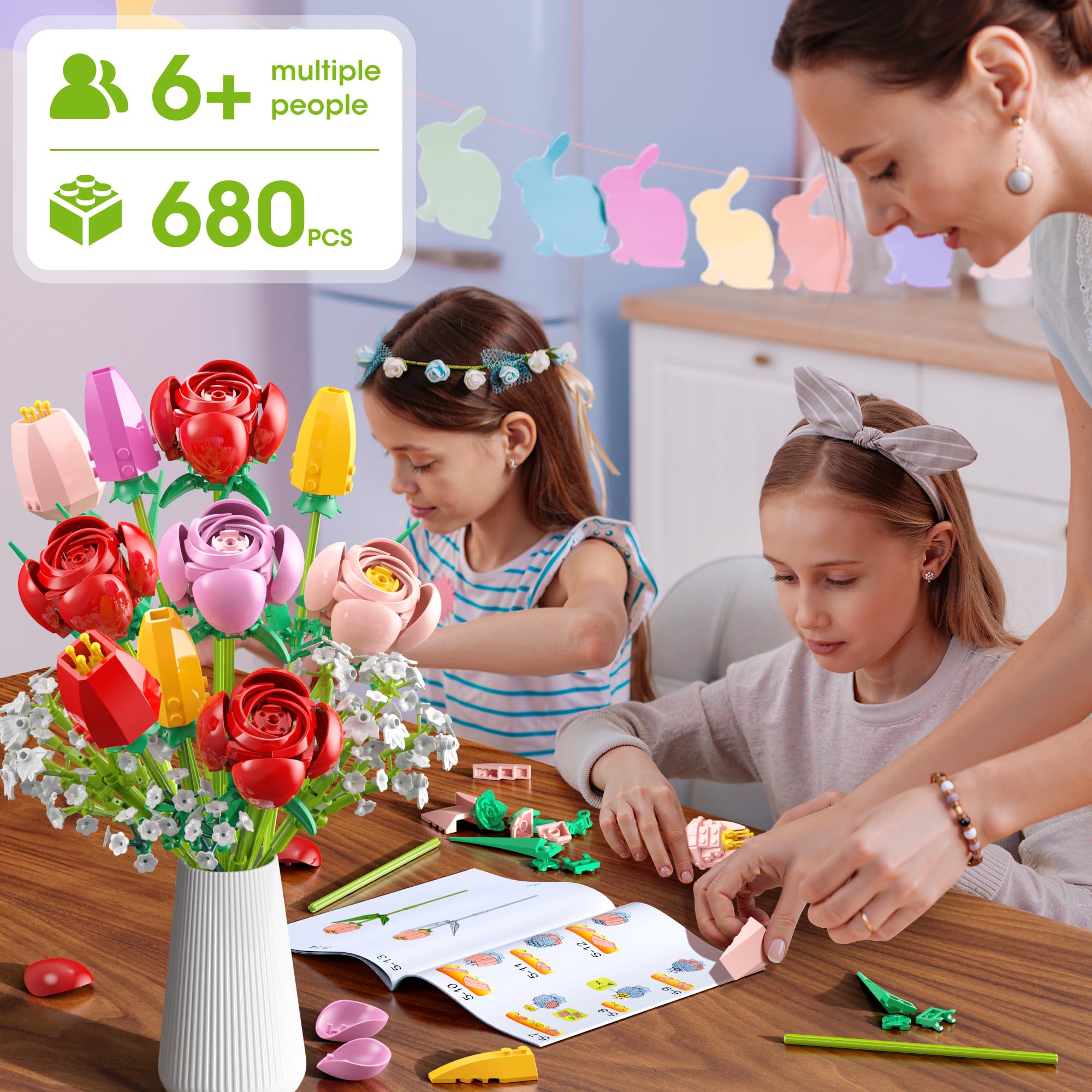 Booyuer Flower Bouquet Building Set features non-toxic ABS material for safe play