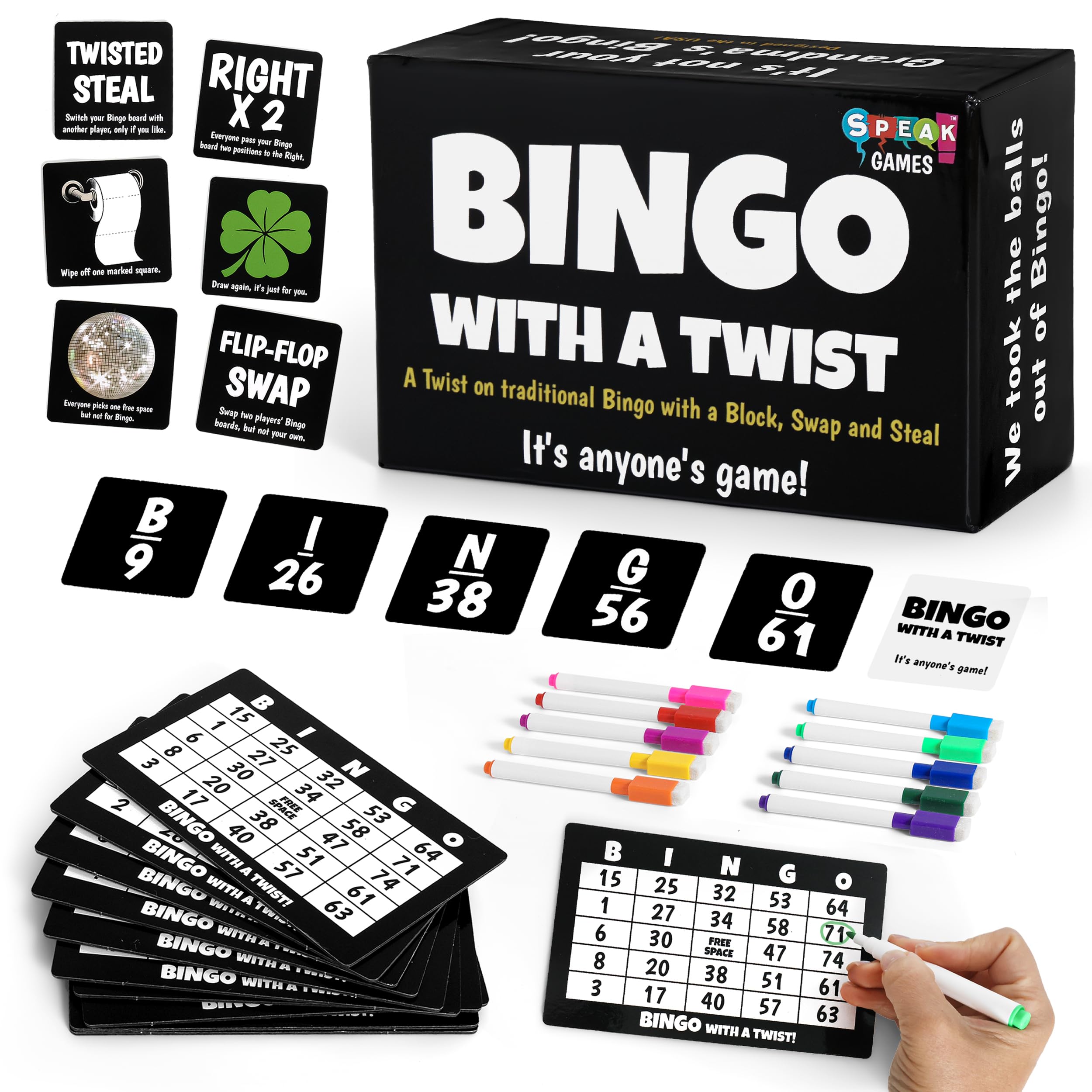 Boozie Bingo with a Twist box on the table, ready for lively game night.