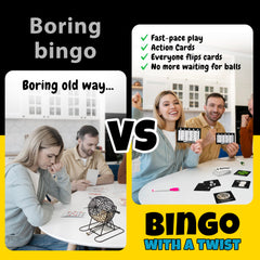 Boozie Bingo rooster card in play, adding playful challenges.