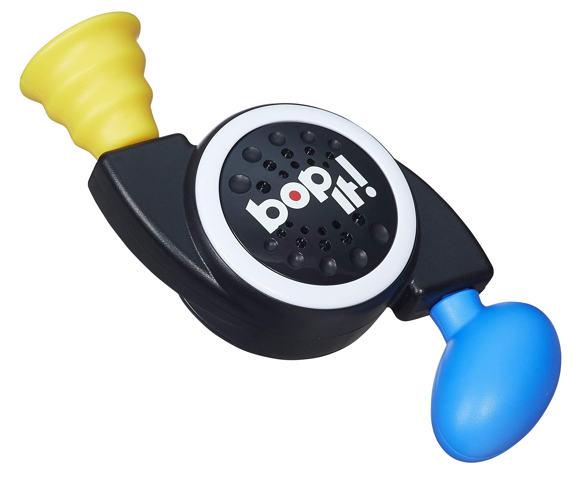 Bop It! Micro Series pull action emphasizes timing and coordination in a short round.