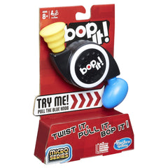 Bop It! Micro Series twist action demonstrates quick reflex challenges in a lively sequence.