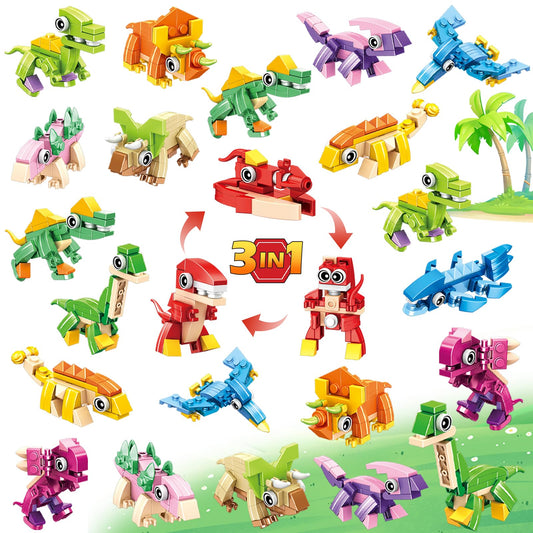 BOPEGOLO 24-pack dinosaur blocks for creative play and party favors