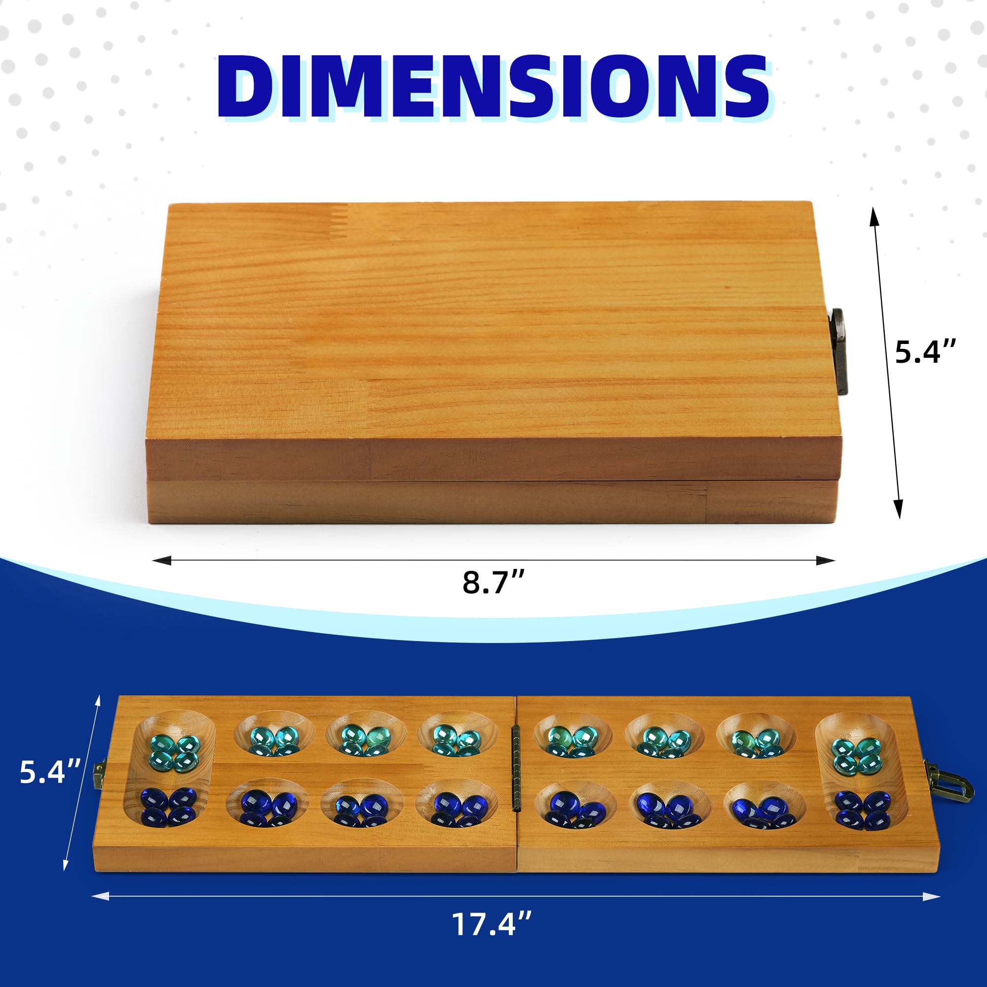 BOPIPA Mancala set shows 56 colorful beads for extended gameplay.