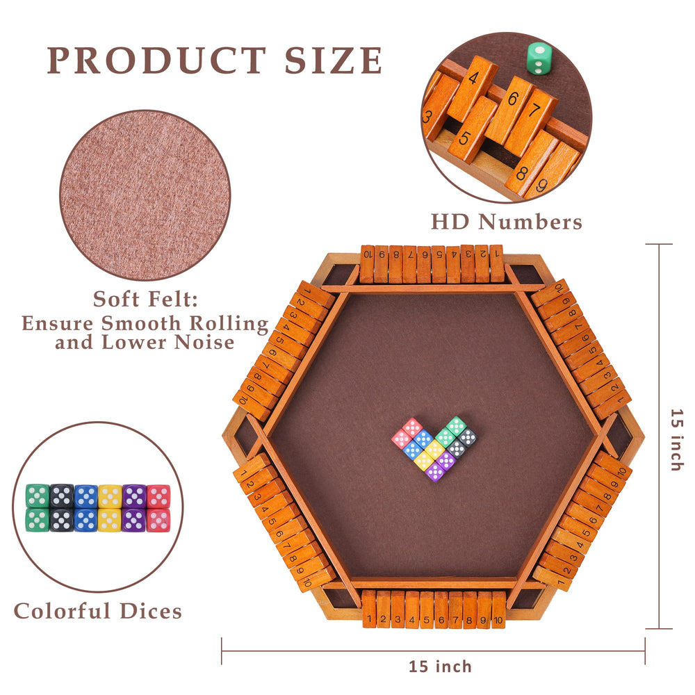 BOPIPA Shut The Box dice set on wood surface ready for engaging group challenges.