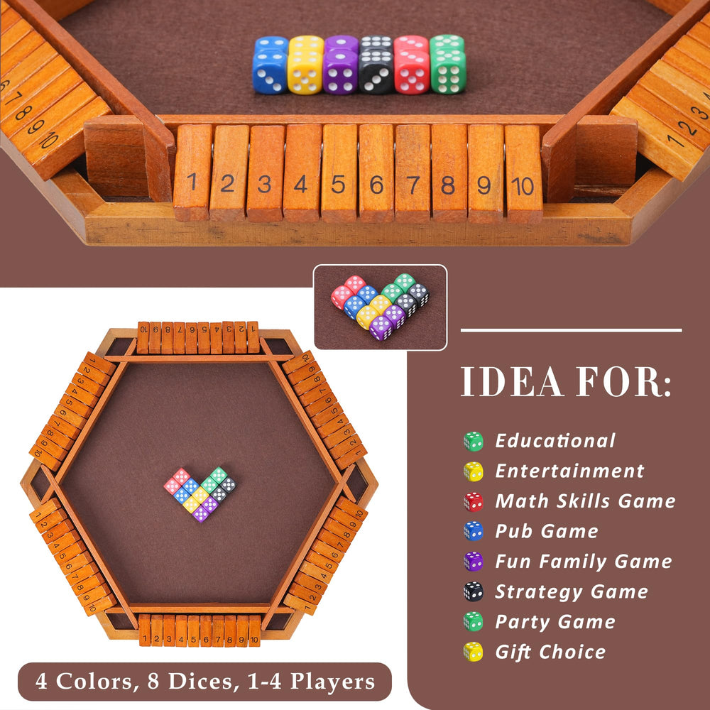 BOPIPA Shut The Box tiles collection closeup highlights flip actions for quick math practice.