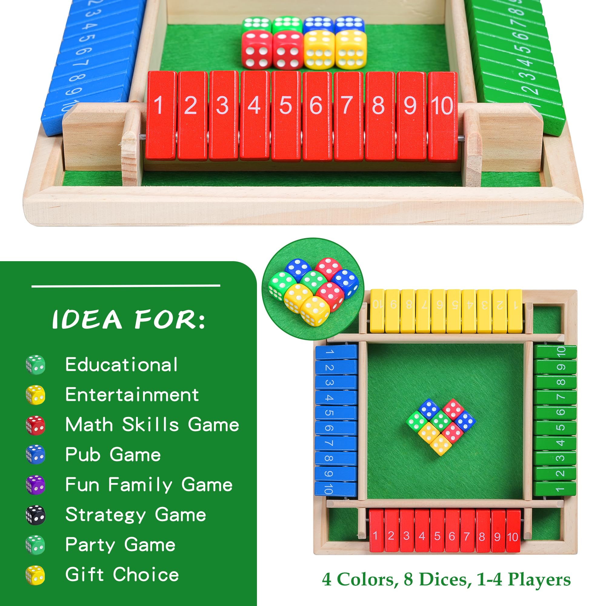 BOPIPA Shut the Box wooden tabletop set, sturdy for long-lasting play