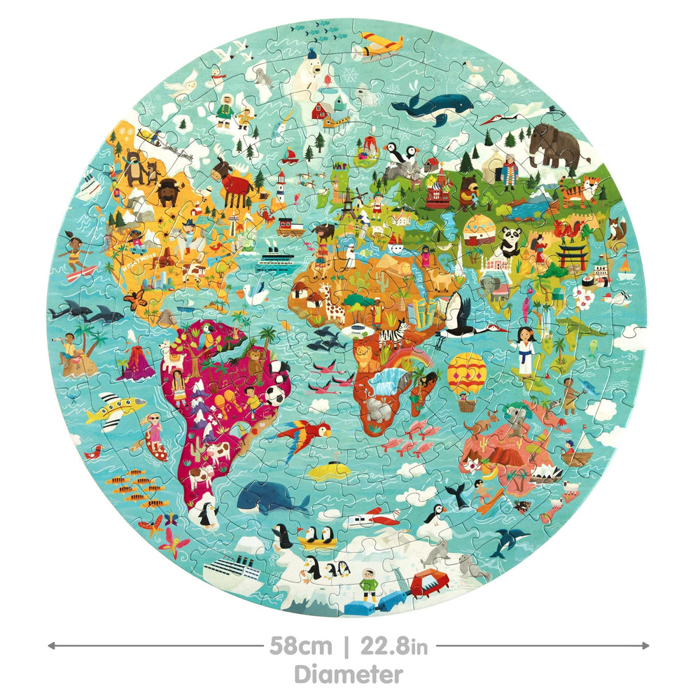 Boppi World Map Round Puzzle at 58cm diameter for group play and shared discovery