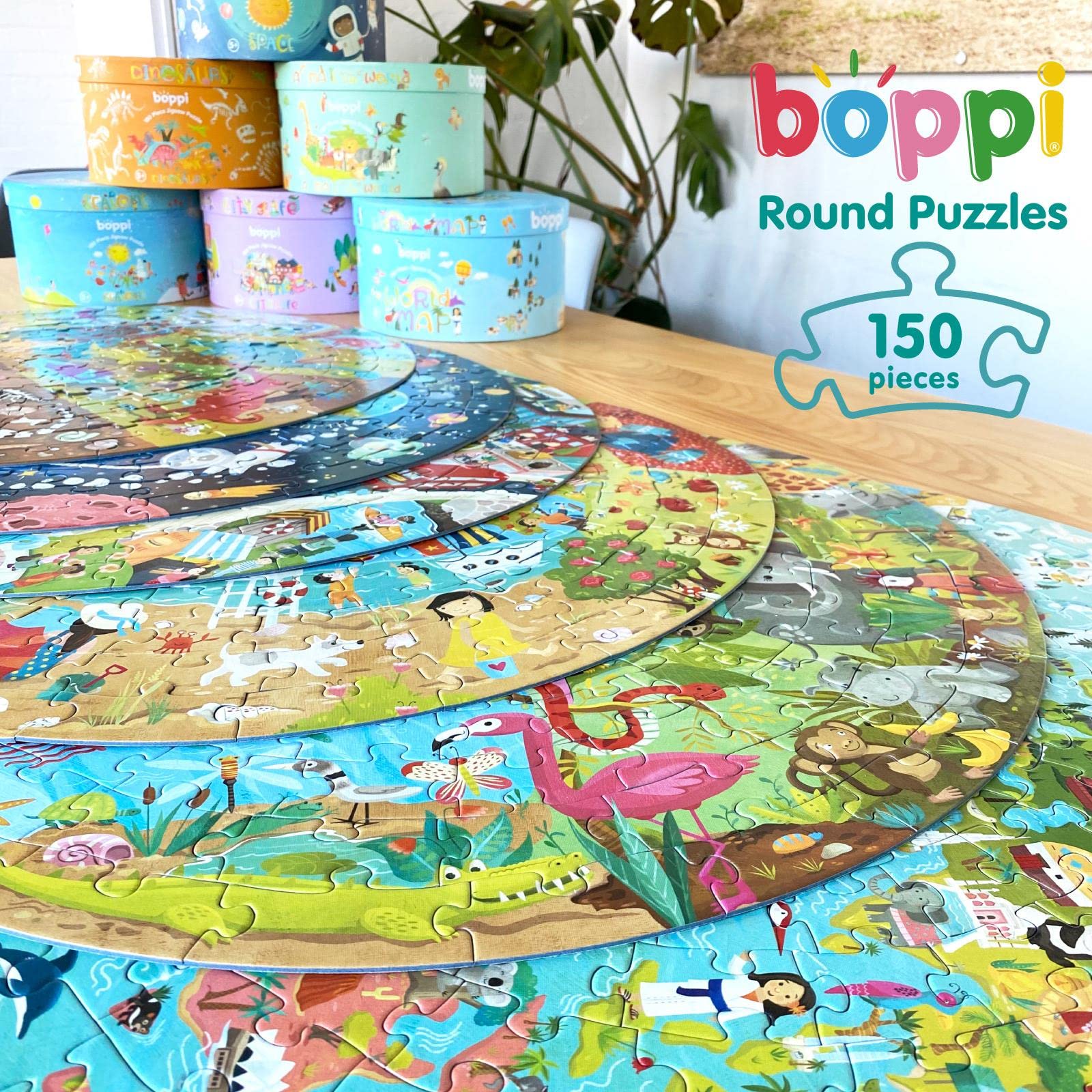 Boppi World Map Round Puzzle themed for world maps and seasons