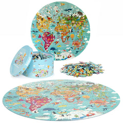 Boppi World Map Round Puzzle in a gift box for easy storage and gifting