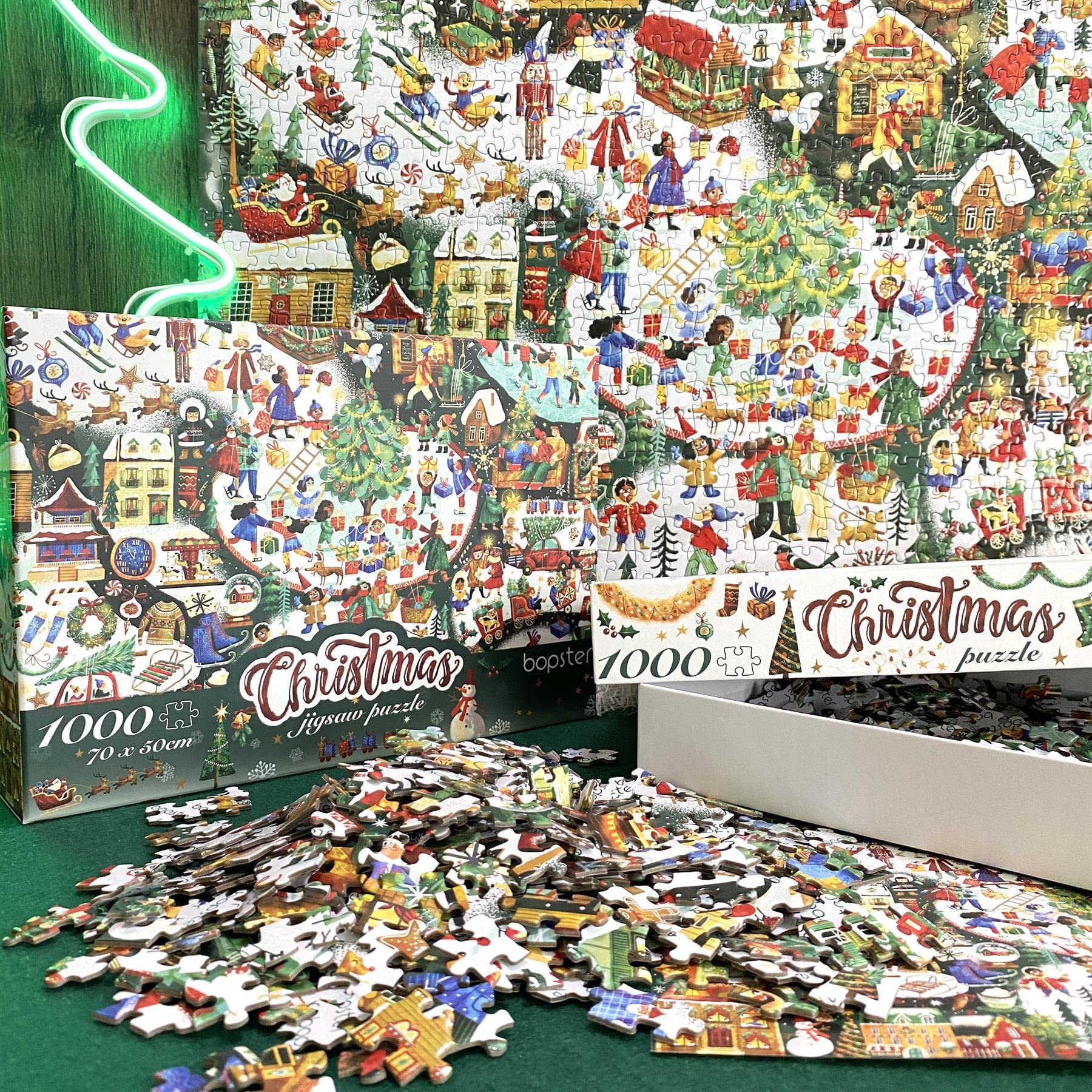 Bopster London illustrated 1000-piece puzzle complements the holiday theme.